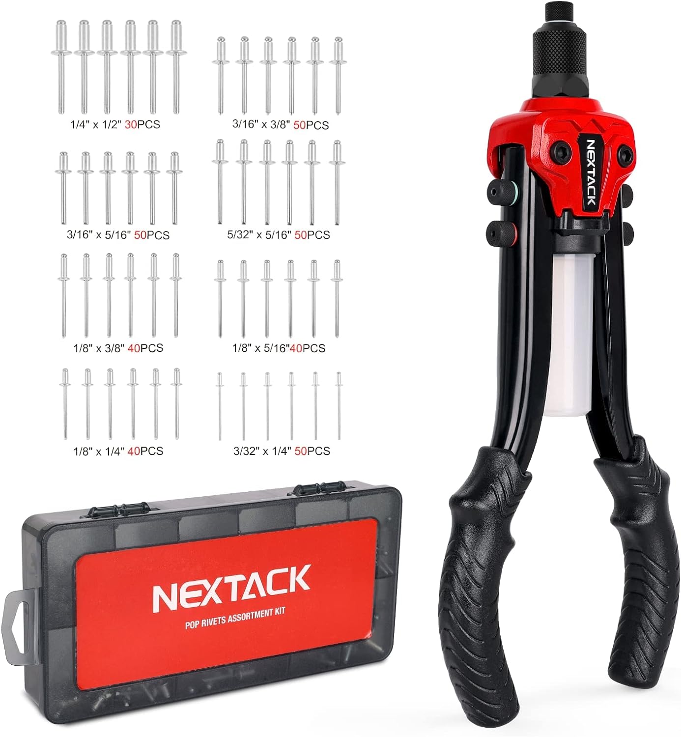 Heavy Duty Two-Handed Pop Rivet Gun Kit for DIY Projects