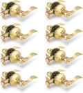 Polished Brass Interior Door Handles 8 Pack - Privacy Levers