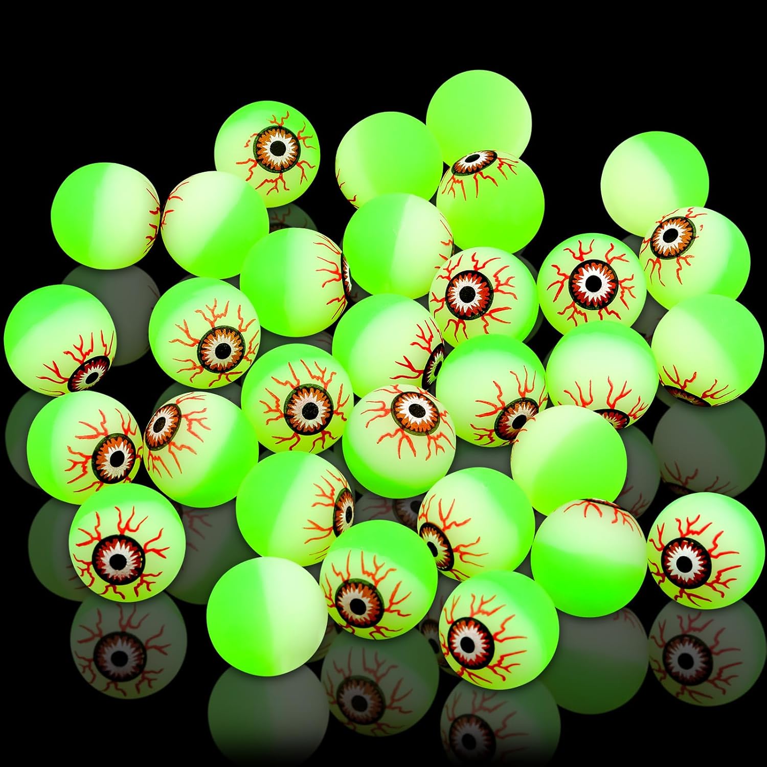 Chalyna 100 Pcs Glowing Halloween Eyeballs Bouncy Balls Set