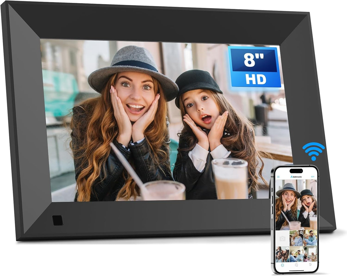 Arktronic 8 Inch Digital Picture Frame with WiFi & 16GB Storage