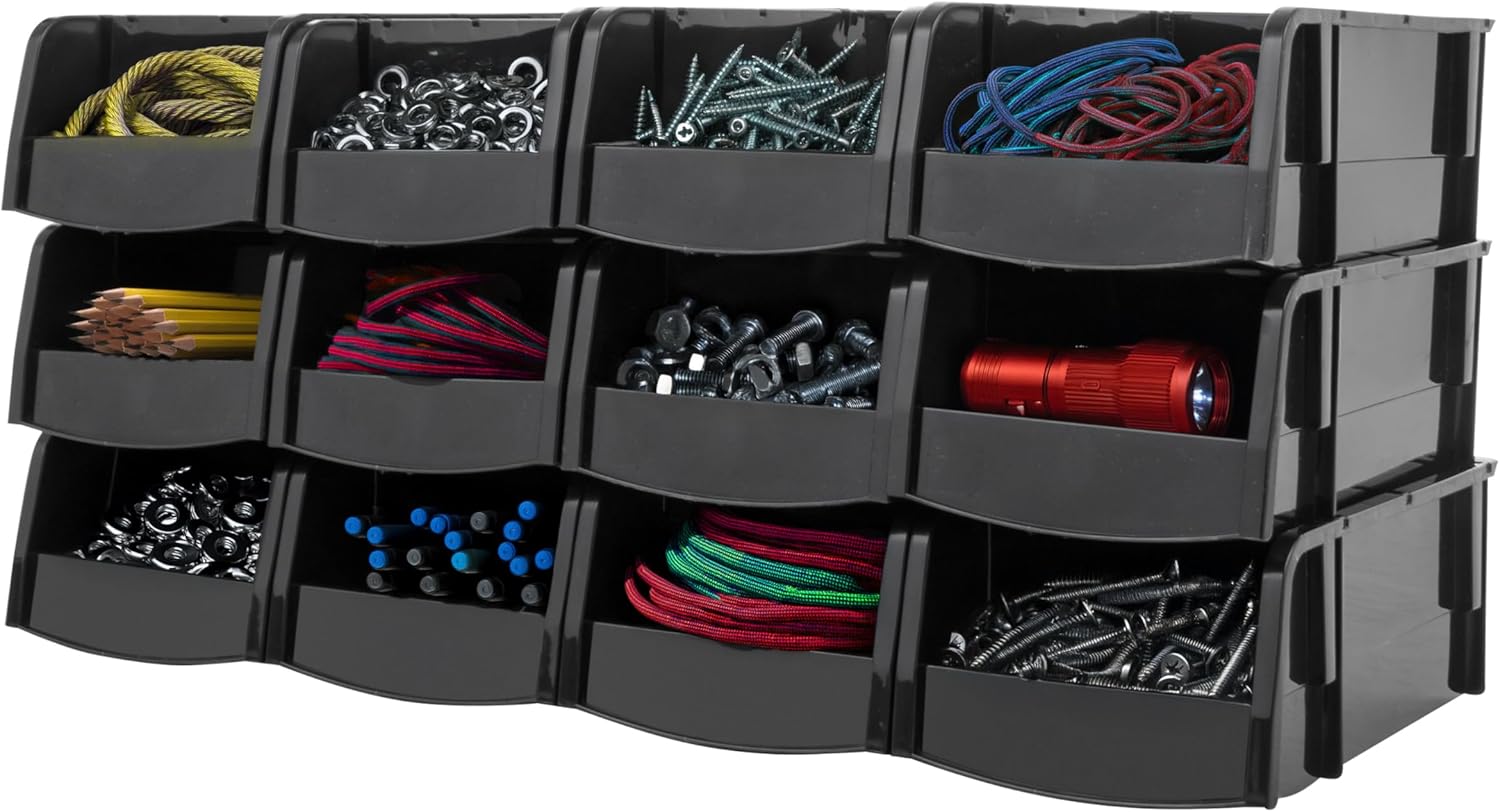 IRIS USA Small Stackable Storage Bins for Organizing Supplies
