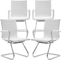 White Office Desk Chair No Wheels Set of 4 - Comfortable Guest Chairs