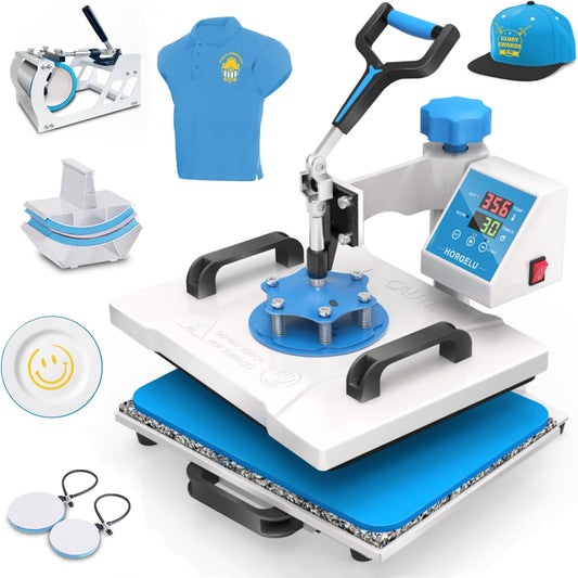 HORGELU 5 in 1 Heat Press Machine for T Shirts and More