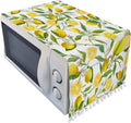 Lemon Linen Microwave Cover with Pockets - Dustproof & Decorative, 11.8x35.4inches