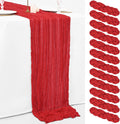12 Pack 10ft Red Cheesecloth Table Runner 35 x 120 in - Boho Rustic