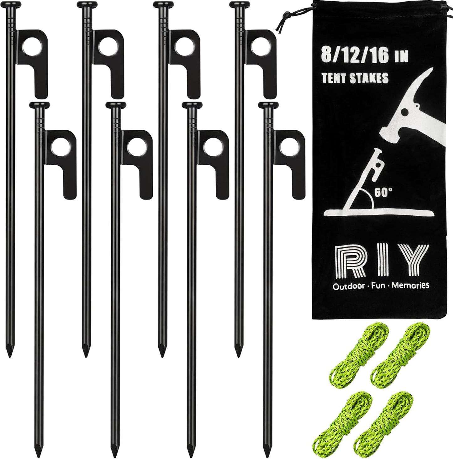 8-Pack RIY Heavy Duty Metal Tent Stakes