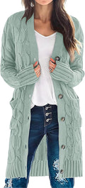 Women's Cable Knit Long Cardigan Sweater - Knee-Length Cozy Fit