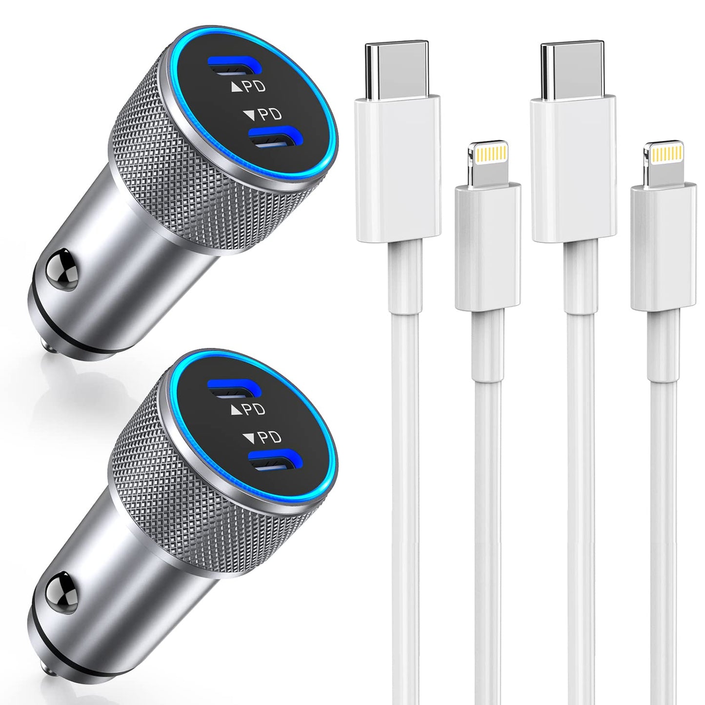 Fast Dual Port iPhone Car Charger Set