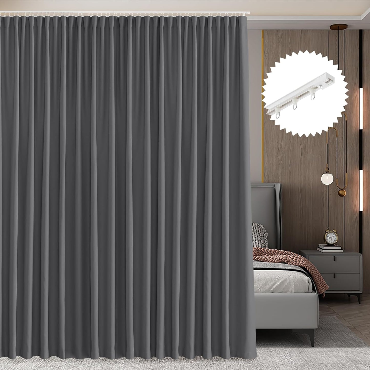 Blackout Privacy Curtain Set - W100 x L84 Grey