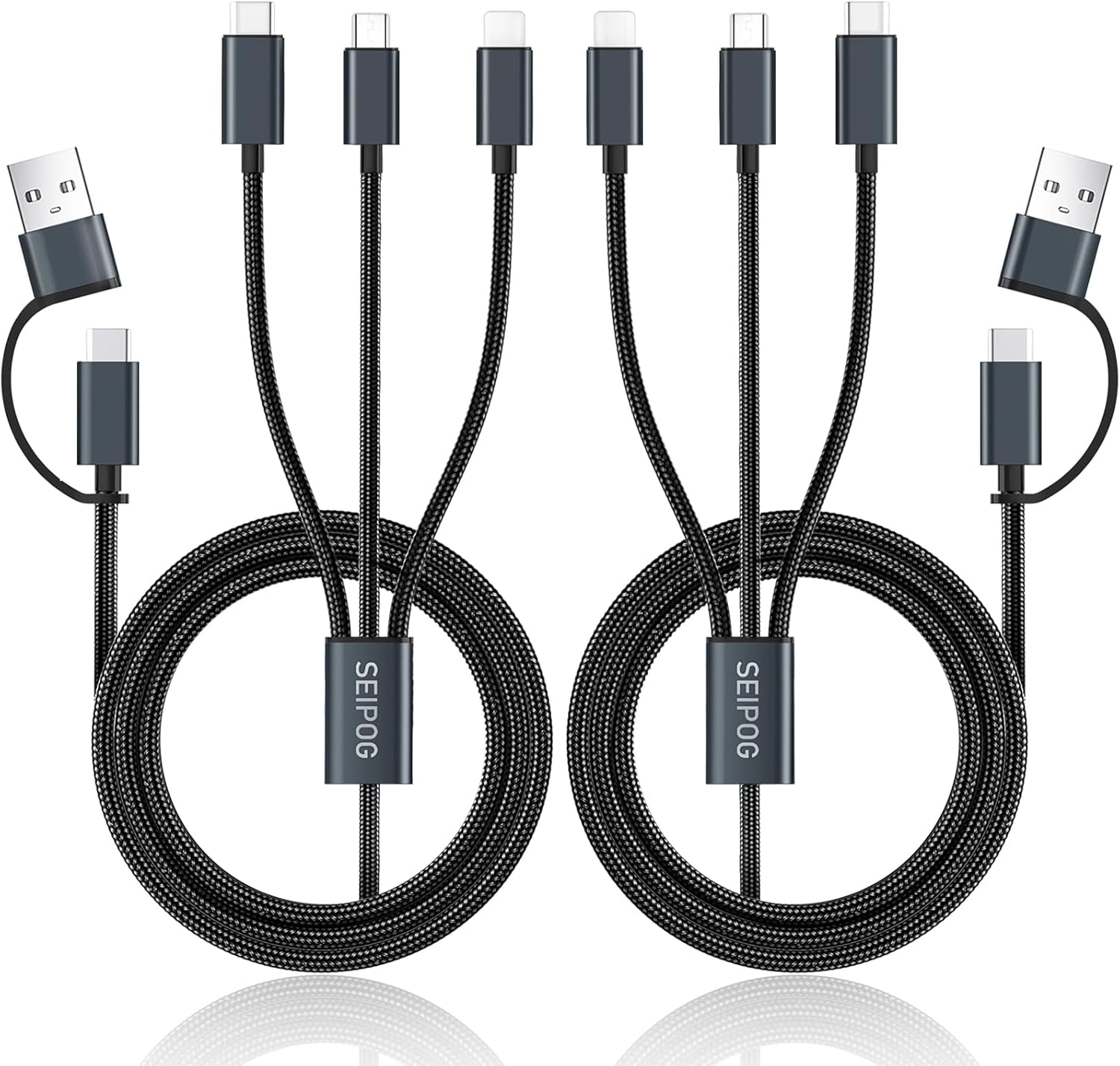 SEIPOG 5-in-1 Nylon Braided Multi Charger Cable