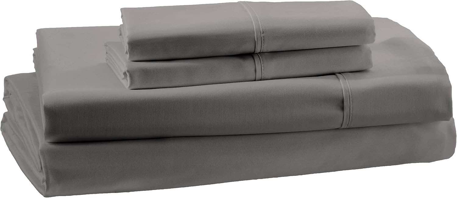 100% Organic Cotton 300 Thread Count Sheet Set - Dark Gray Queen