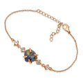 Raw Blue Sapphire Chain Bracelet September Birthstone Gift - Polished