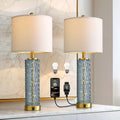 Oneach 27.75 Table Lamps Set of 2, Blue Modern Bedside Lamps - Dual