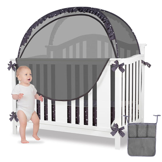 Baby Safety Crib Tent - Escape-Proof with Diaper Storage