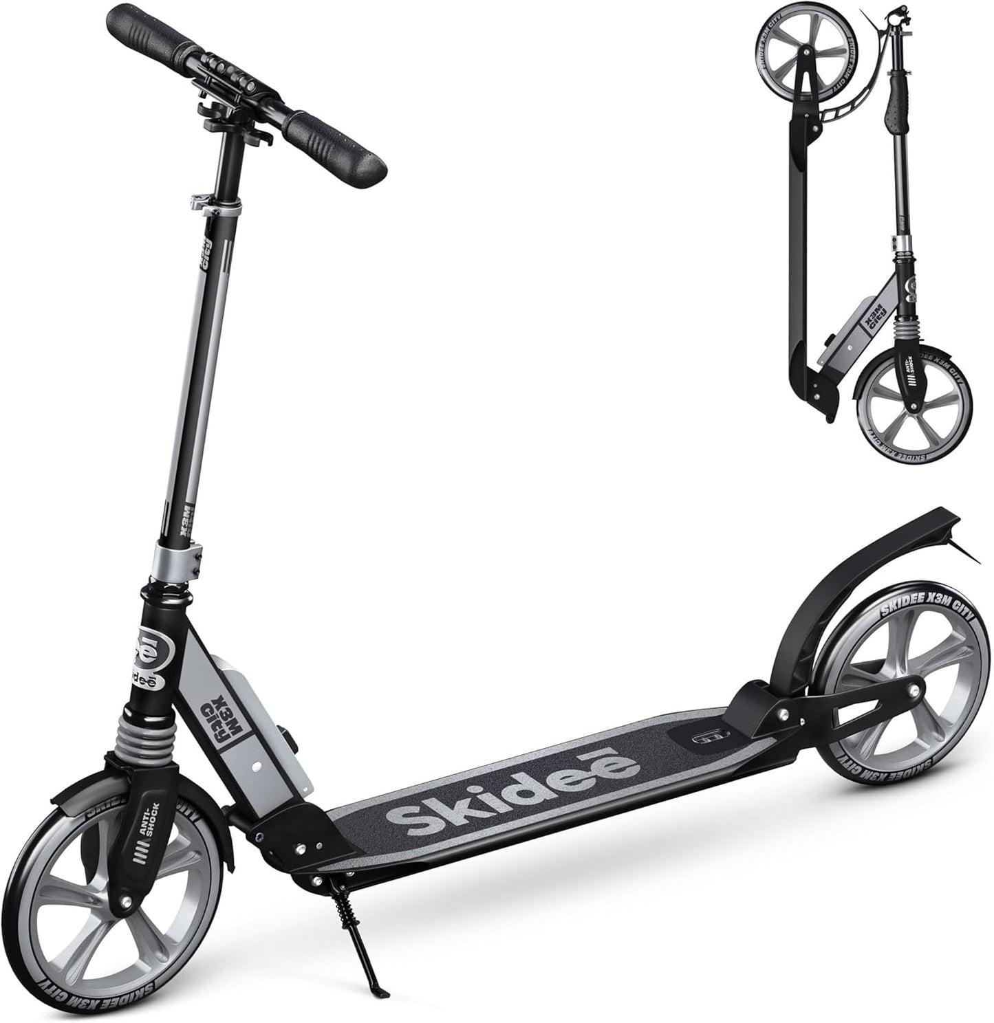 Skidee Adult & Teen Scooter with Adjustable Height & Large Wheels