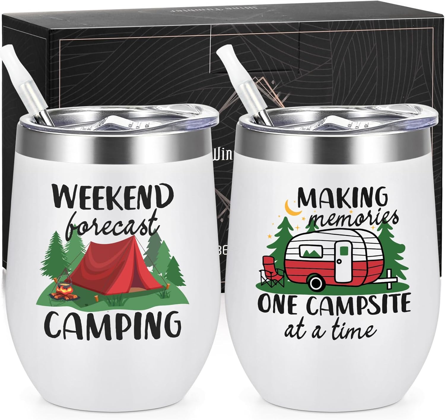 Lifecapido 2 Pack Stainless Steel Wine Tumblers