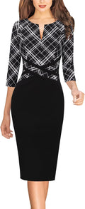 Womens Wear to Work Slim Colorblock Crisscross Waist Sheath Dress