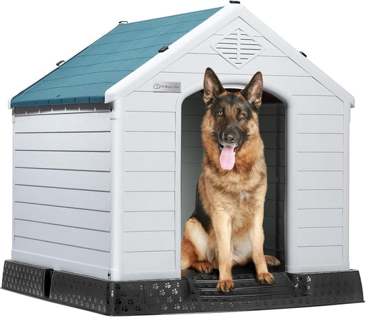 LEMBERI Durable Waterproof Plastic Dog House for All Sizes