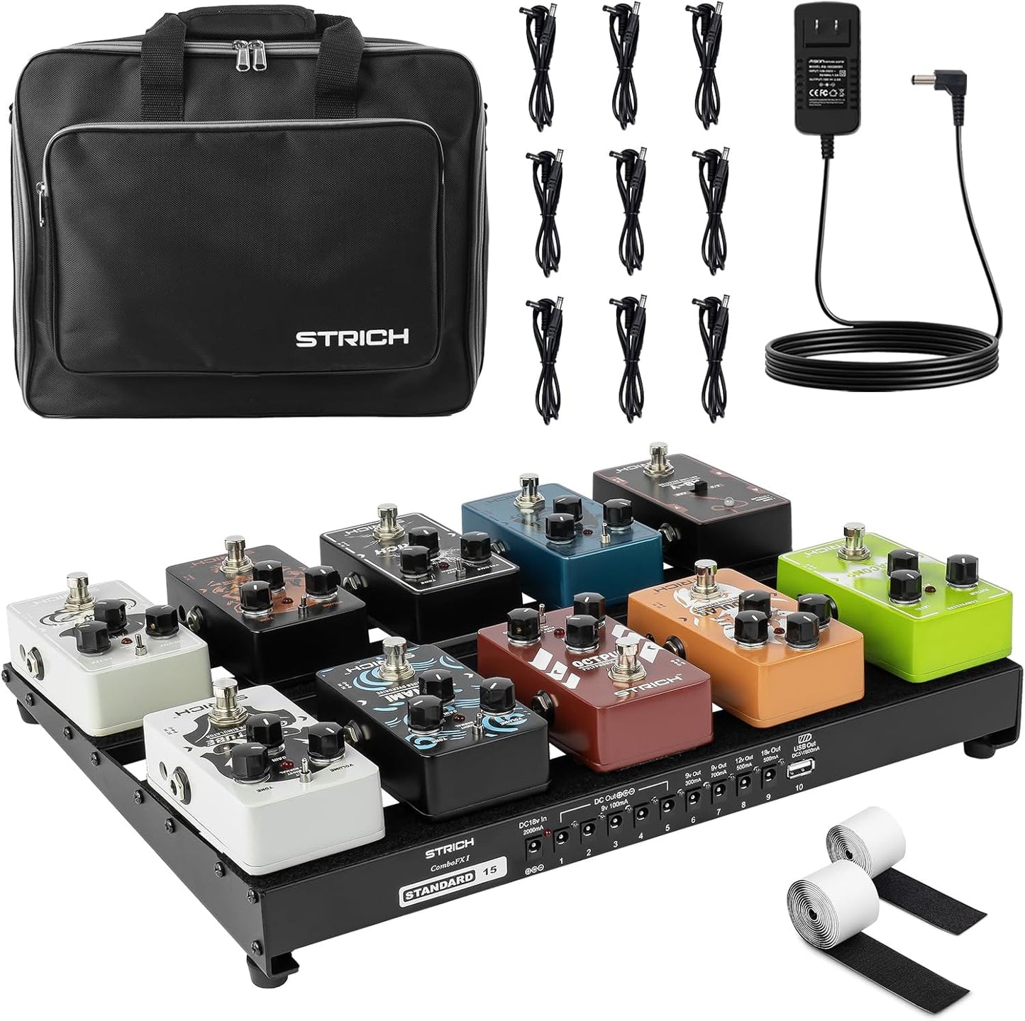 STRICH Pedal Board with Built-in Power Supply for Musicians