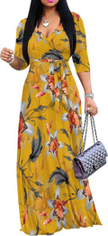 PinkPatty Women's Plus Size Maxi Dress with Belt - Bohemian 3/4