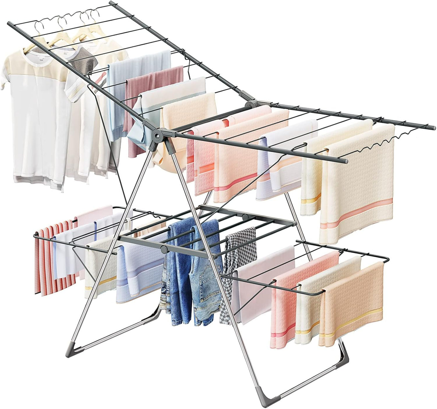 Bigzzia Foldable 2-Level Drying Rack - Space-Saving Design