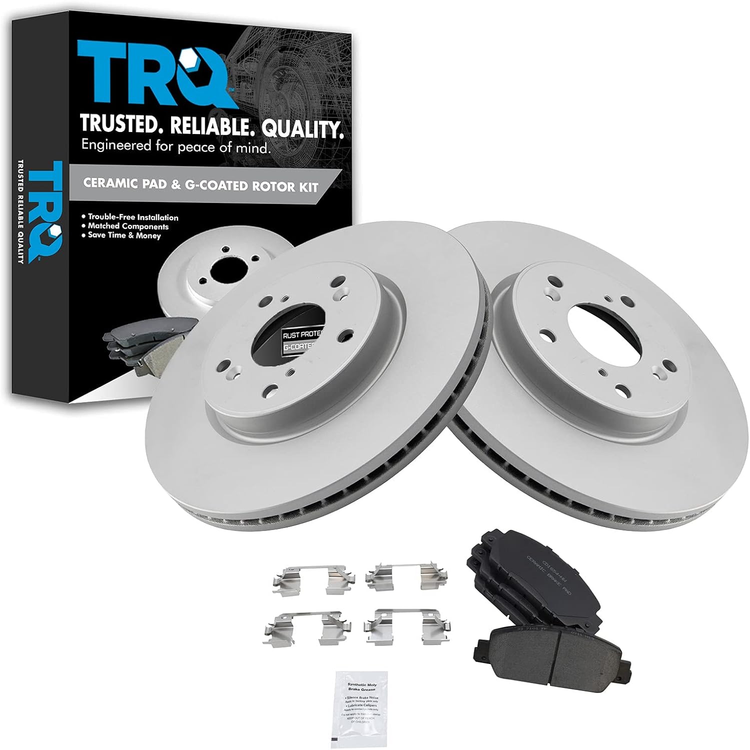 TRQ Front Brake Pad & Rotor Kit for 2013-2018 Honda Accord