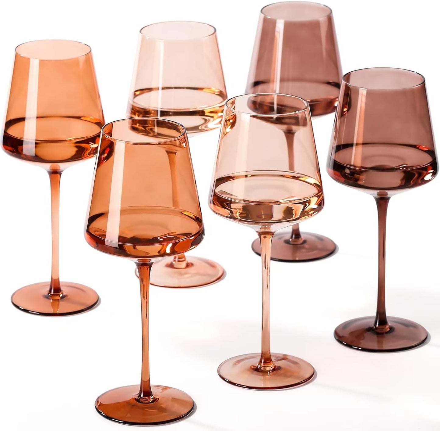 Venus Colored Wine Glasses Set of 6 - Unique Hand Blown Elegance