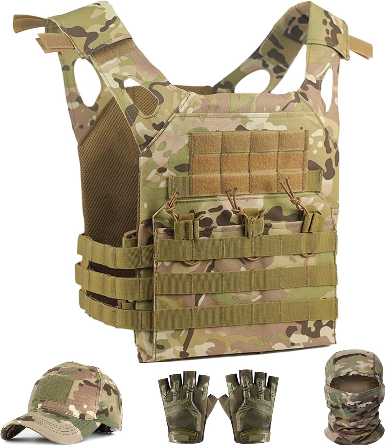 Tactical Vest for Men - Airsoft Gear with Molle System and Cap