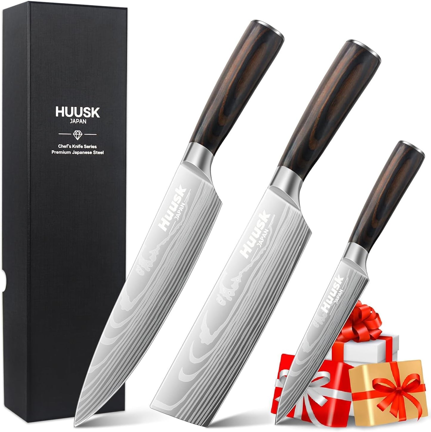 Huusk Chef Knife Set - Ultra Sharp Japanese Kitchen Knives
