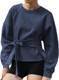 Zhiyouni Women's Casual Long Sleeve Tie Knot Sweatshirt Top