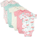 HonestBaby baby-girls 5-pack Short Sleeve Bodysuits - Organic Cotton