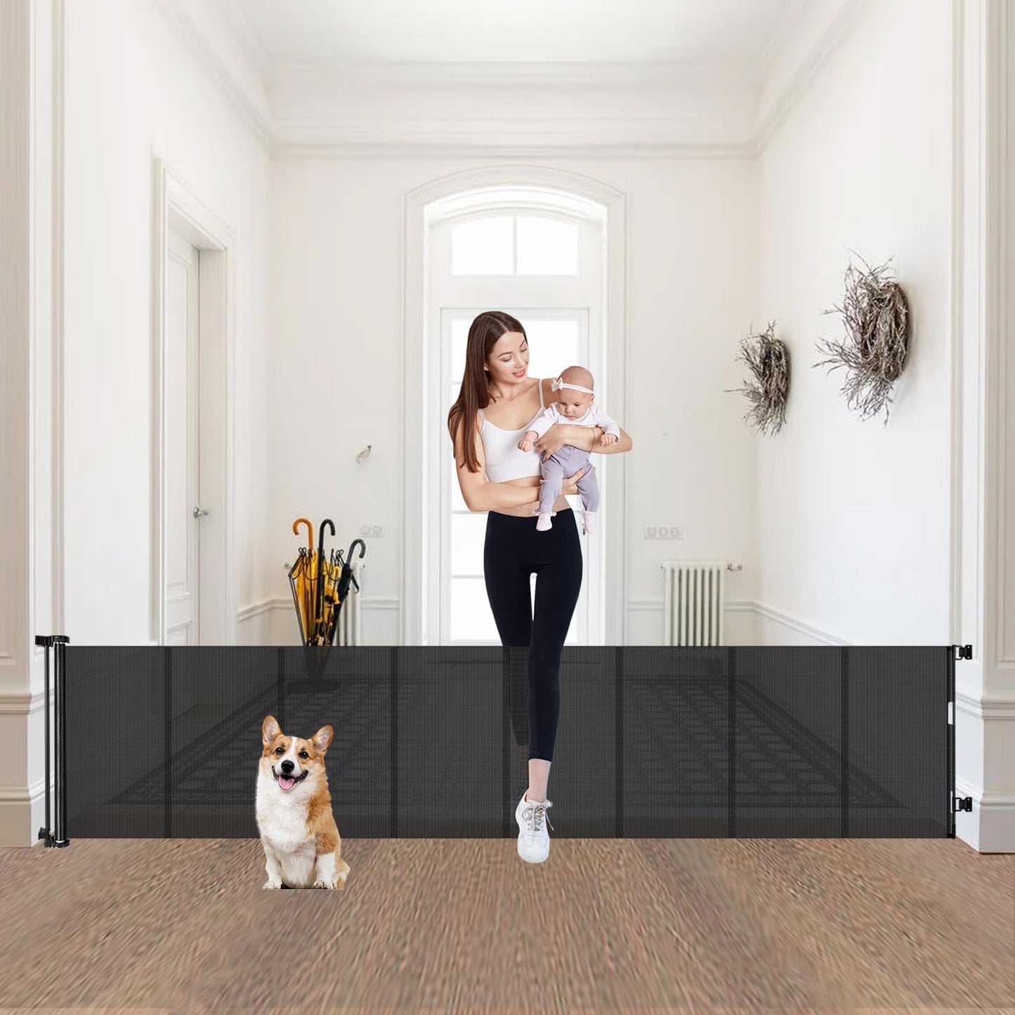 24 Inch Tall Extra Wide Short Dog Gates for Indoor and Outdoor Use