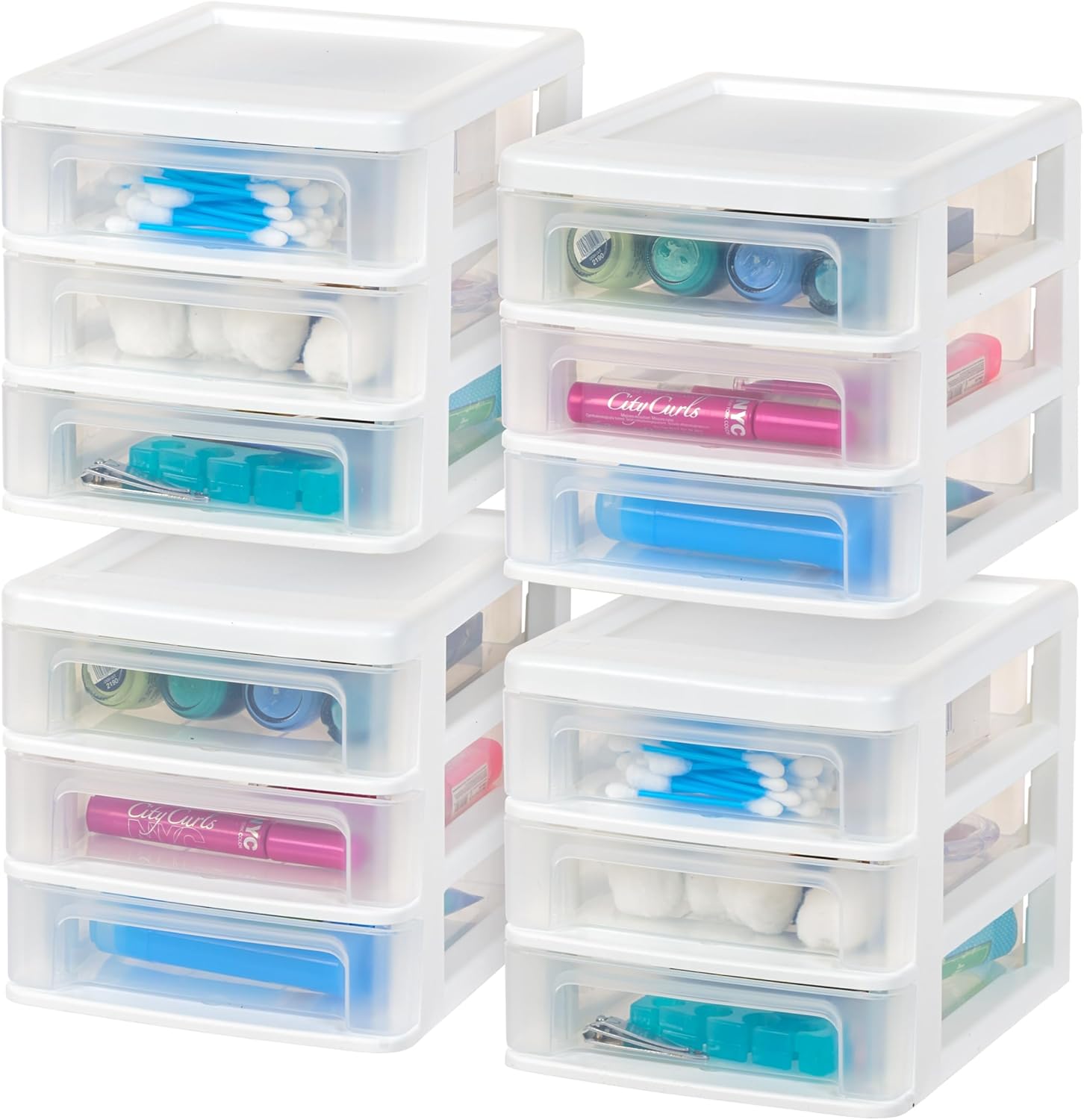 IRIS USA Plastic Stacking Desk Top 3-Drawer Organizer for Small Spaces