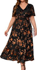 Simplee Women's V Neck Maxi Dress for Wedding Guests in Velvet