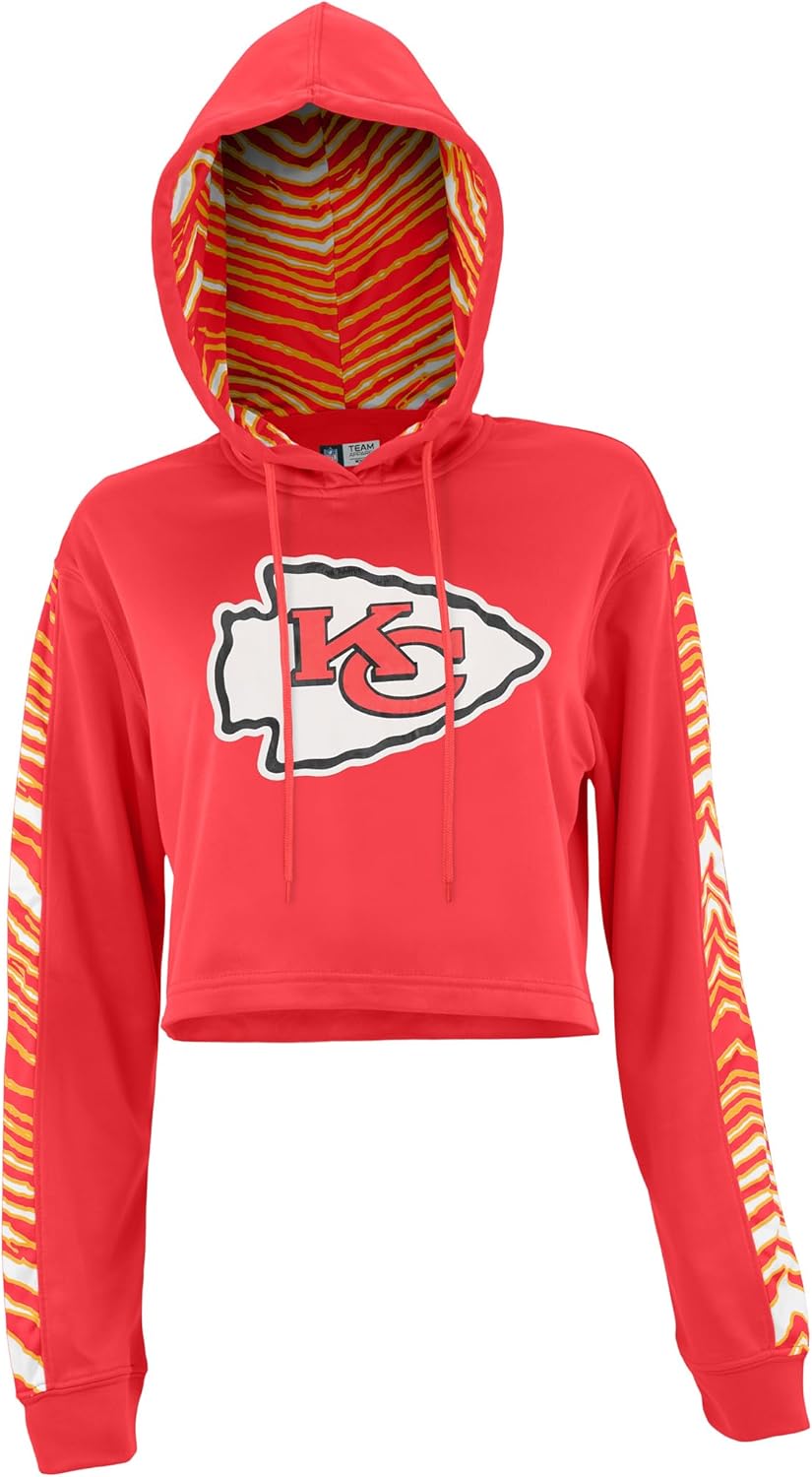 Zubaz NFL Women's Team Graphic Crop Top Hoodie for Game Day