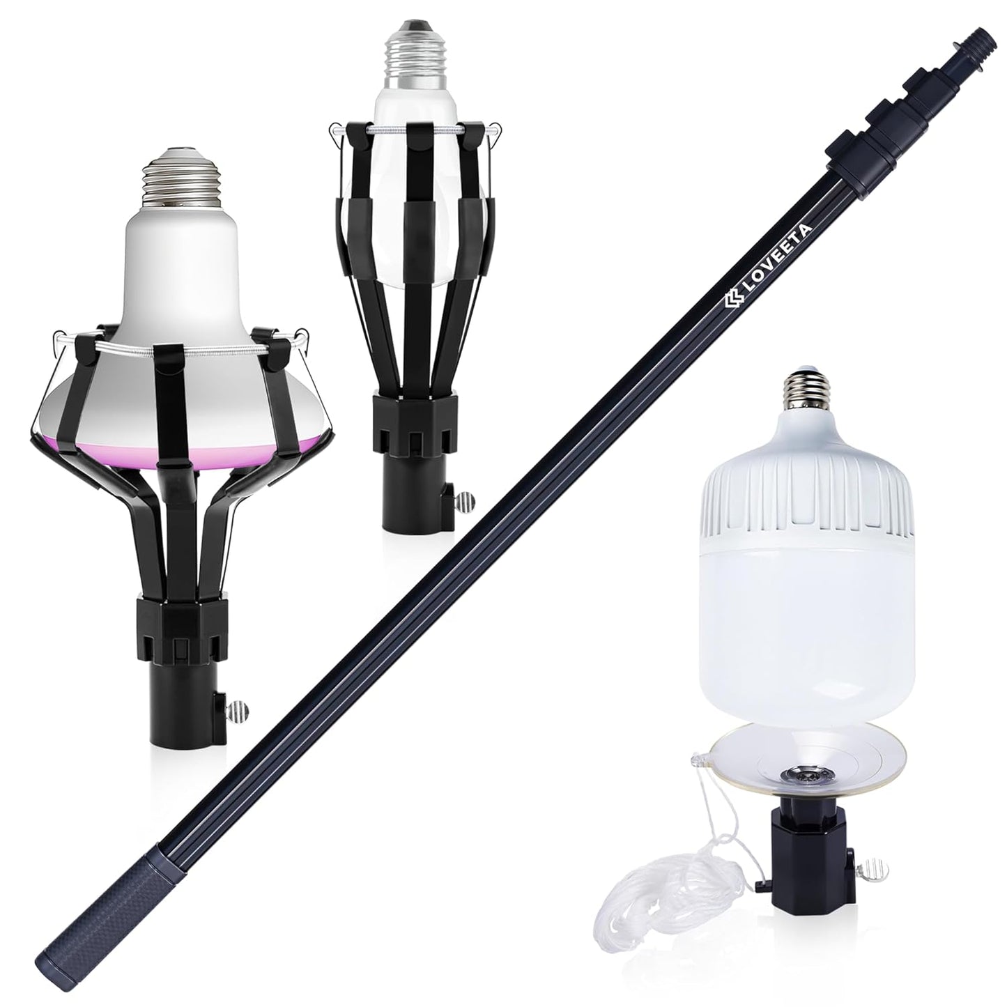 LOVEETA Gen2 12Ft Extendable Light Bulb Changer for High Ceilings
