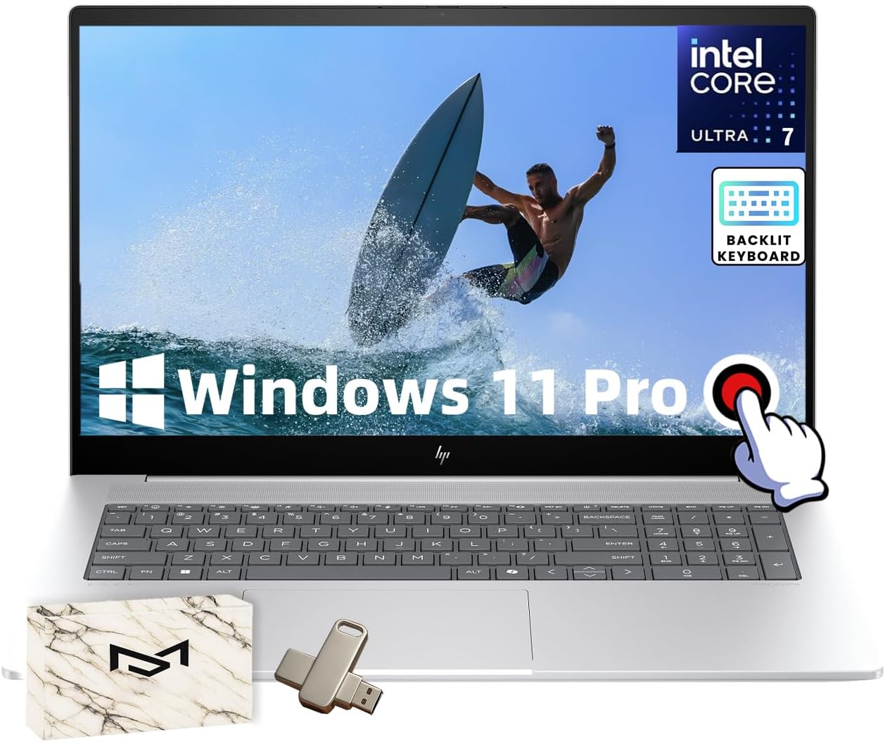 HP Envy Touchscreen Laptop with 17.3in FHD Display and Power