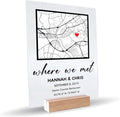 Where We Met Valentines Day Map Plaque - Personalized Acrylic Couple
