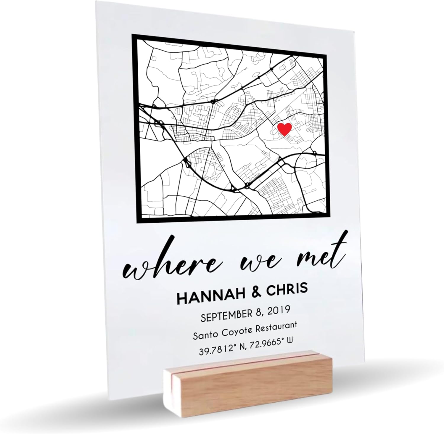 Where We Met Valentines Day Map Plaque - Custom Couple Gift