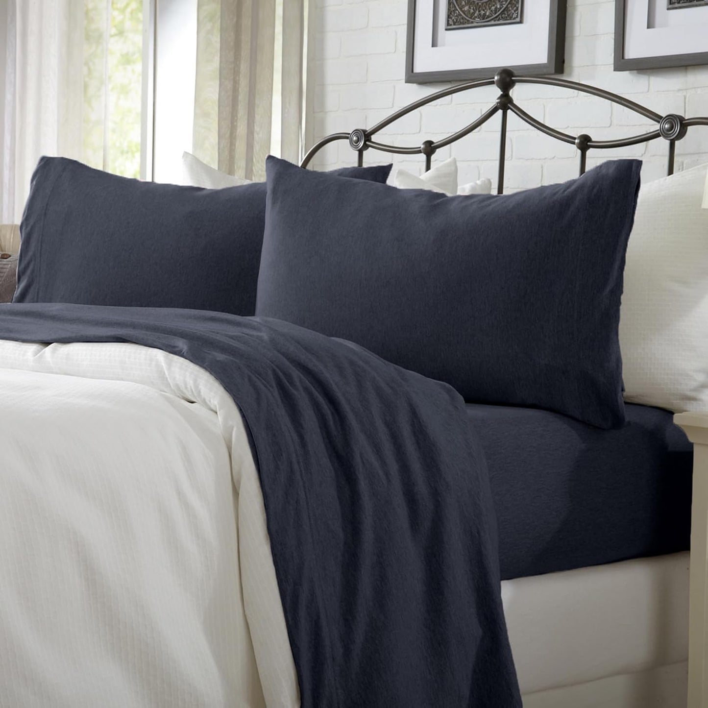 Great Bay Home Cotton Jersey Knit Full Sheet Set for Comfort