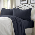 Cotton Jersey Knit Twin Sheet Set - Ultra-Soft Heathered Navy