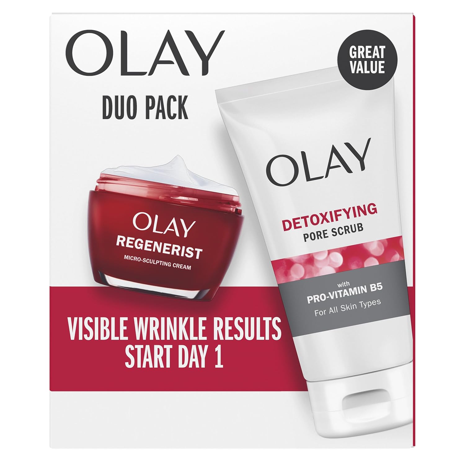 Olay Regenerist Duo Pack: Anti-Aging Pore Scrub & Moisturizer
