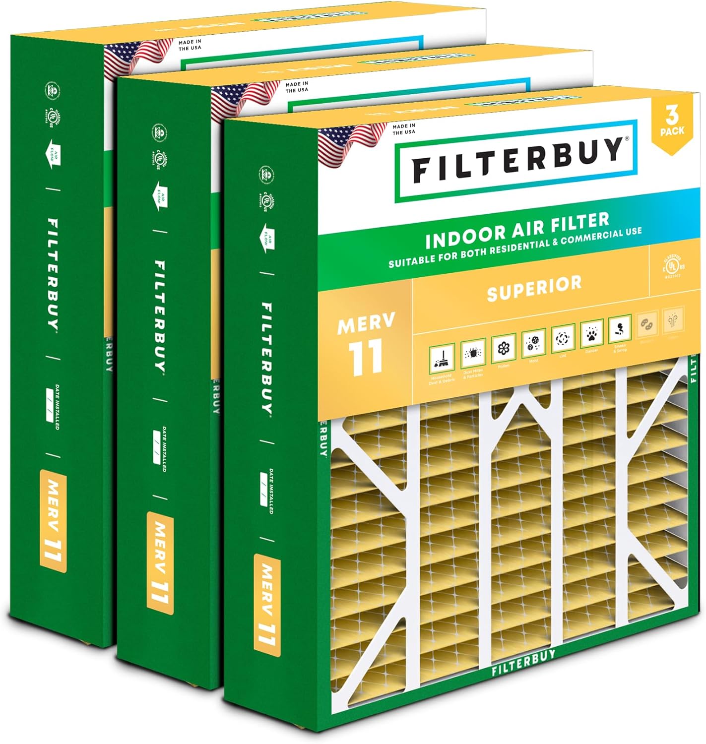 Filterbuy 20x25x6 Air Filter MERV 11 for Pet & Allergy Defense