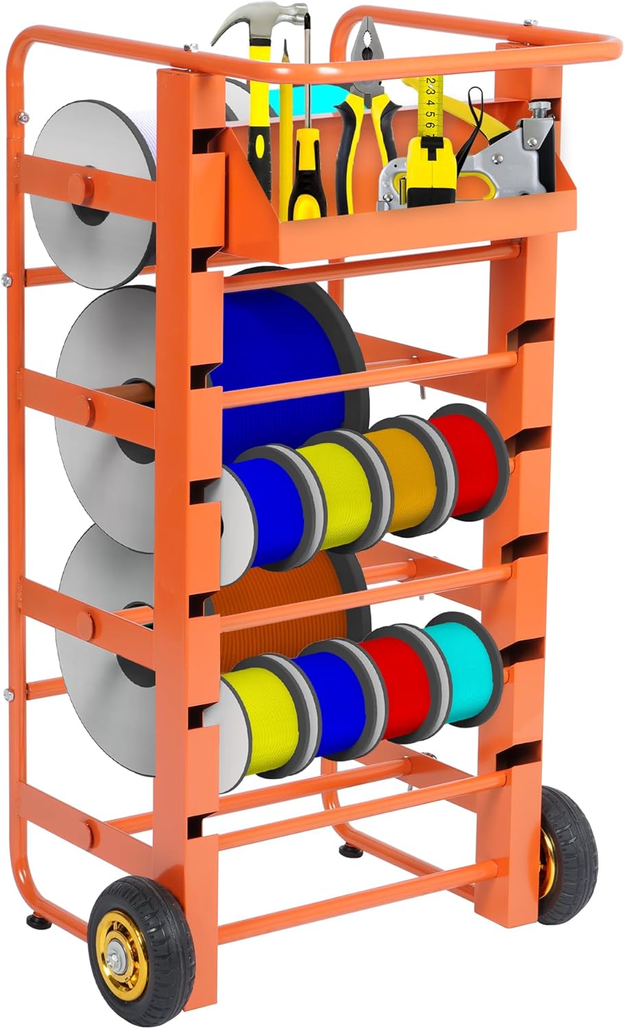 Wire Spool Rack Dispenser with Wheels for Easy Transport