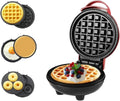 3-in-1 Mini Multi-Maker - Waffles, Donuts, Pancakes - Nonstick - Red