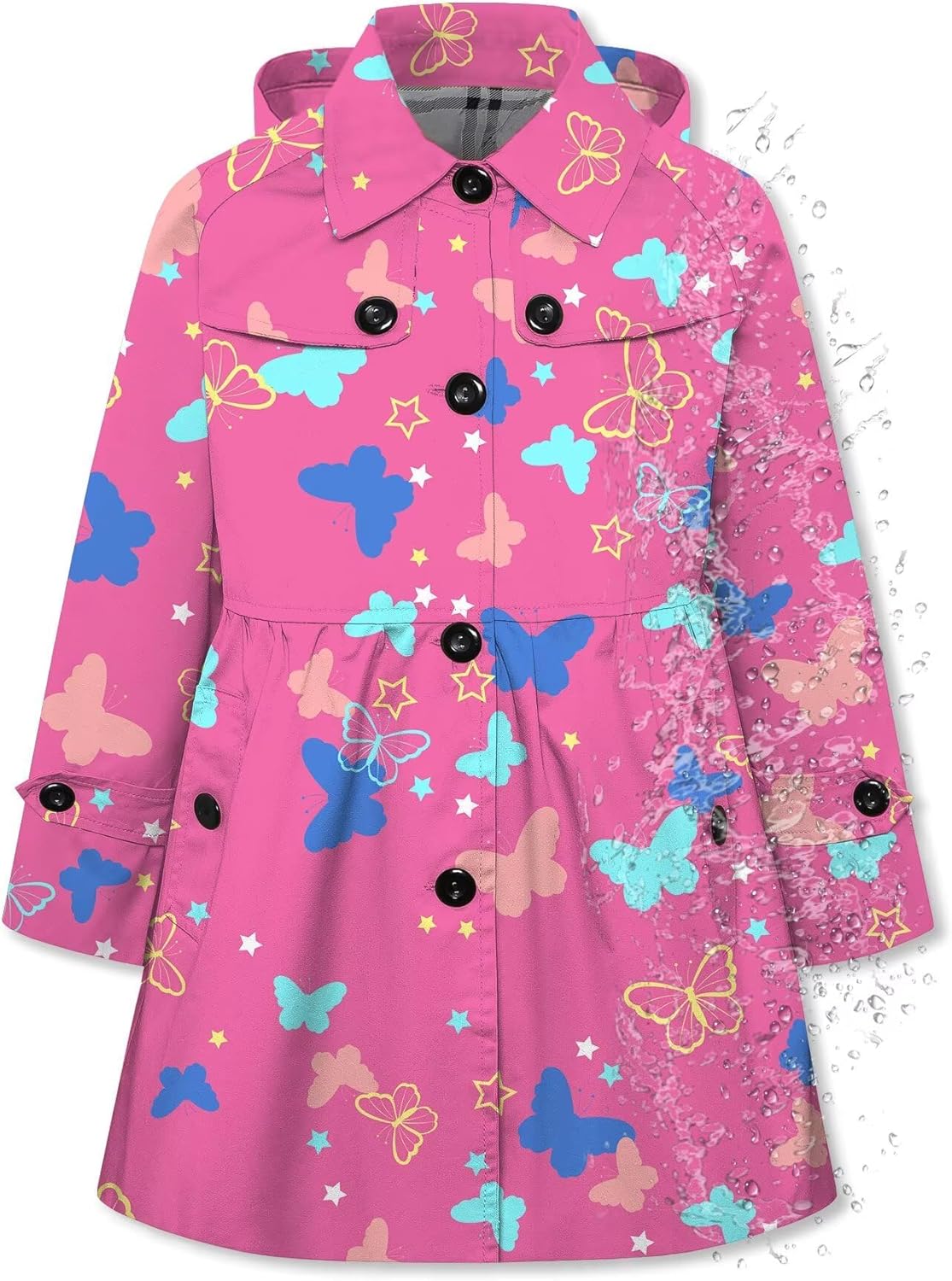 Girl's Hooded Rain Jackets Lightweight Waterproof Windbreaker