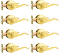 Probrico Gold Door Handles Passage Lever 8 Pack - Modern Wave Design