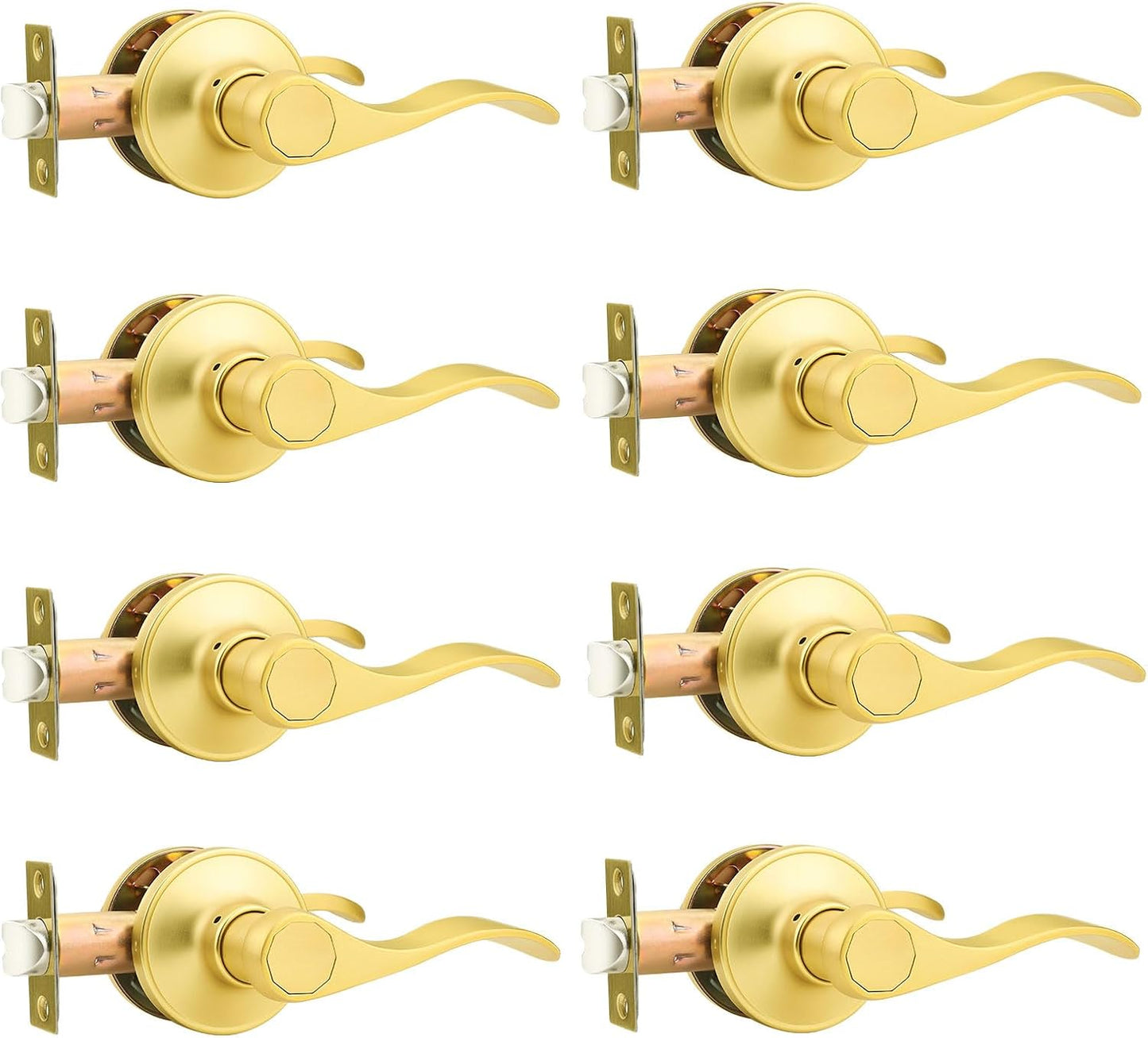 Probrico Gold Door Handles - Elegant Passage Lever 8 Pack