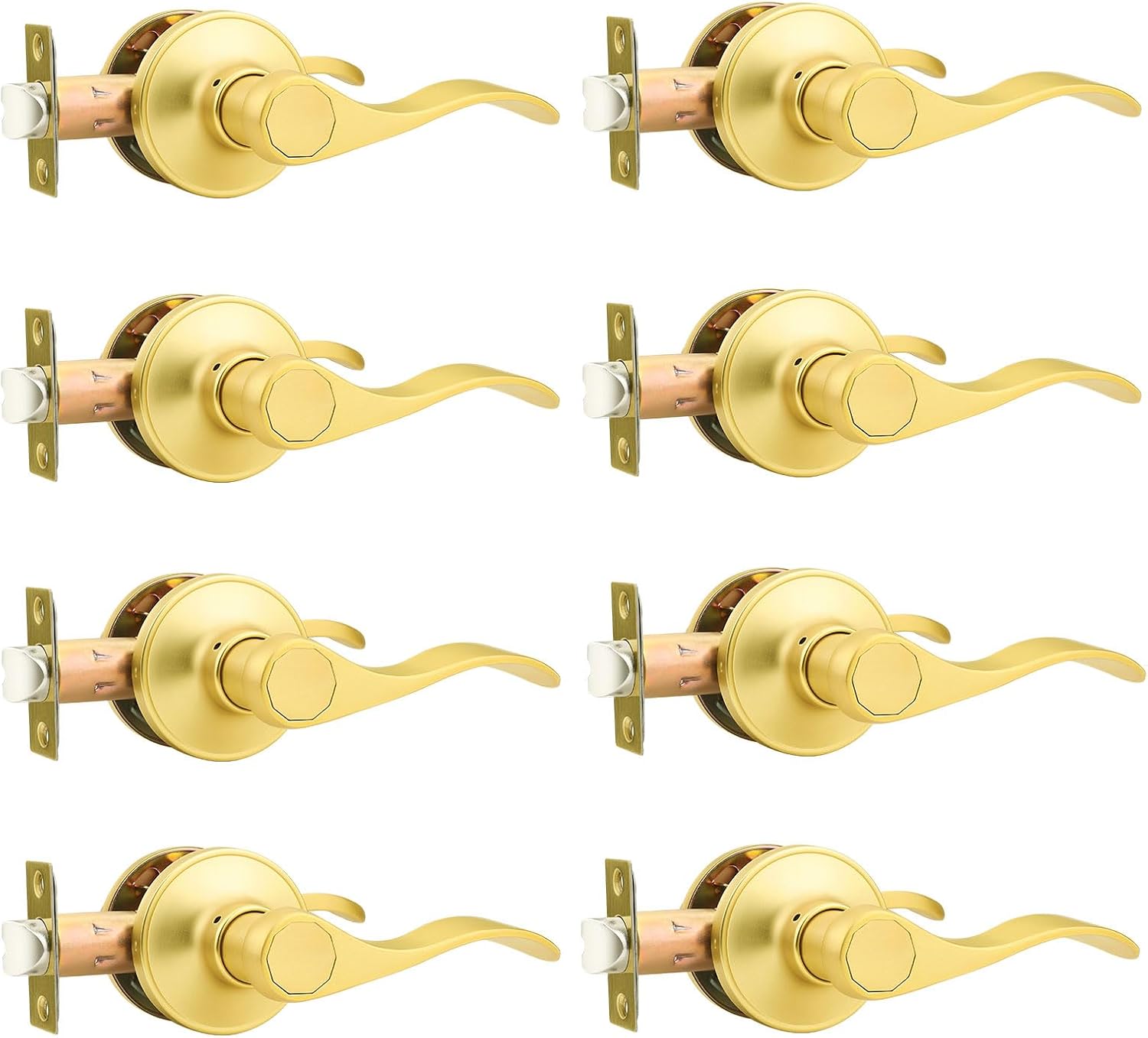 Probrico Gold Door Handles - Elegant Passage Lever 8 Pack