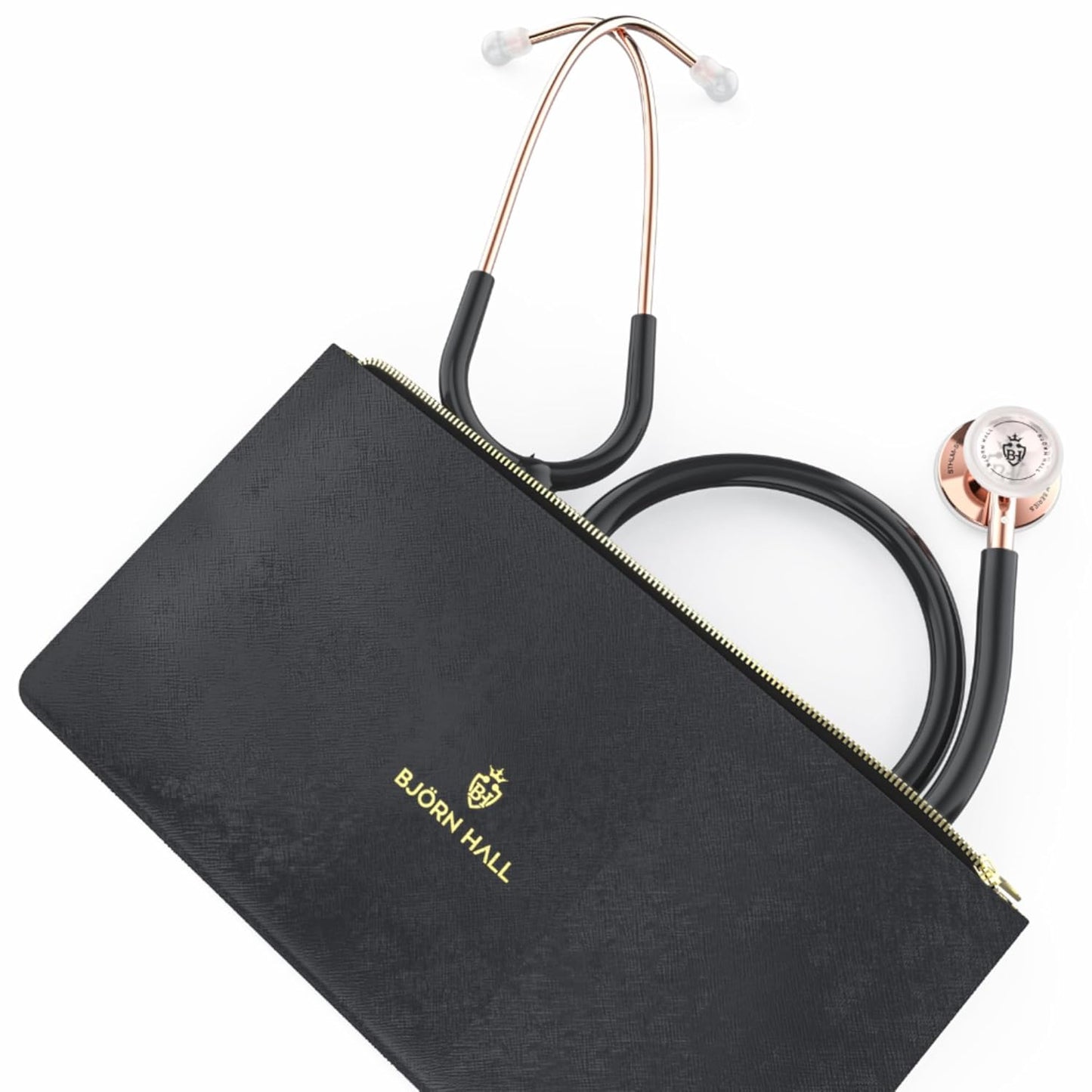 Rose Gold Black Stethoscope with Designer Case for Nurses
